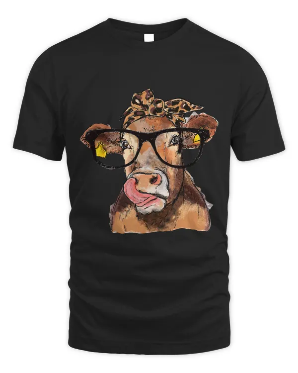 Leopard Bandana Glasses Heifer Lick Funny Cow Cattle Farmers