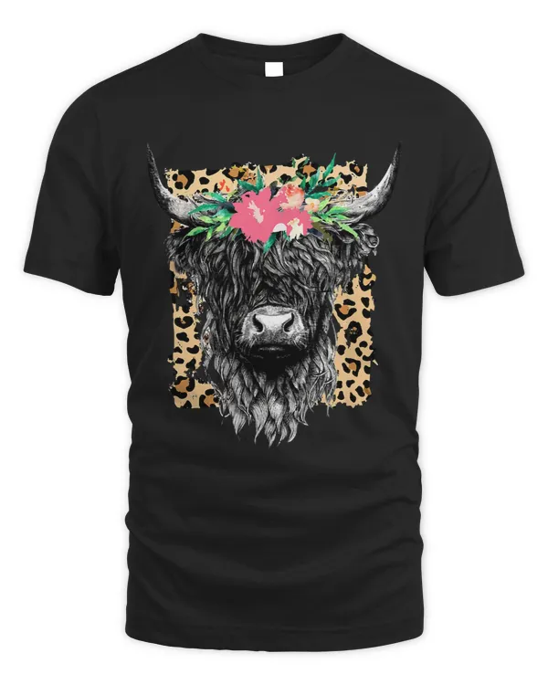 Leopard Floral Highland Cow Heifer Cattles Western Country