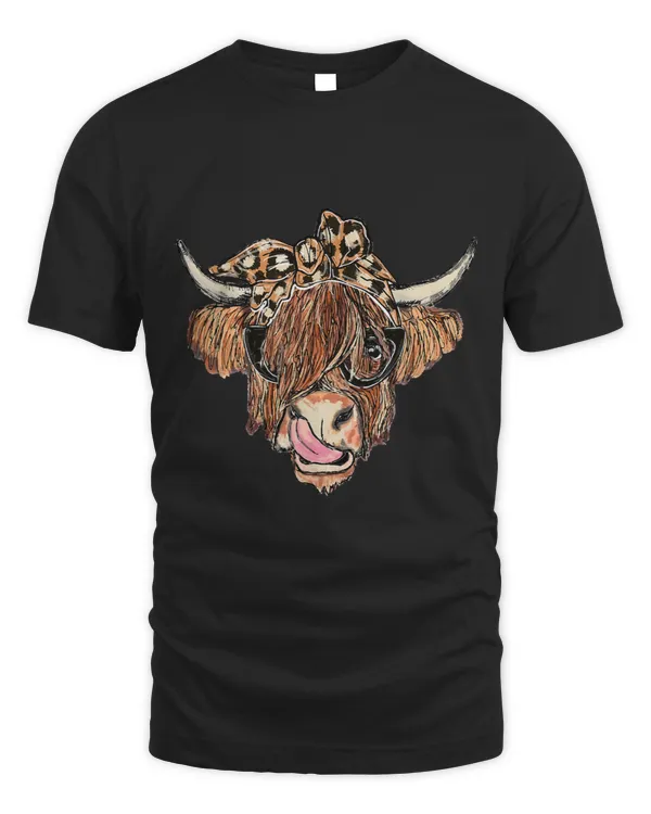 Leopard Highland Cow Glasses Funny Heifer Western Country