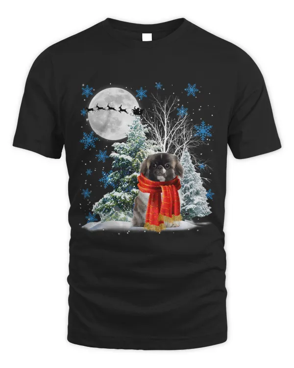 Pekingese Under Moonlight Snow Christmas Pajama 63
