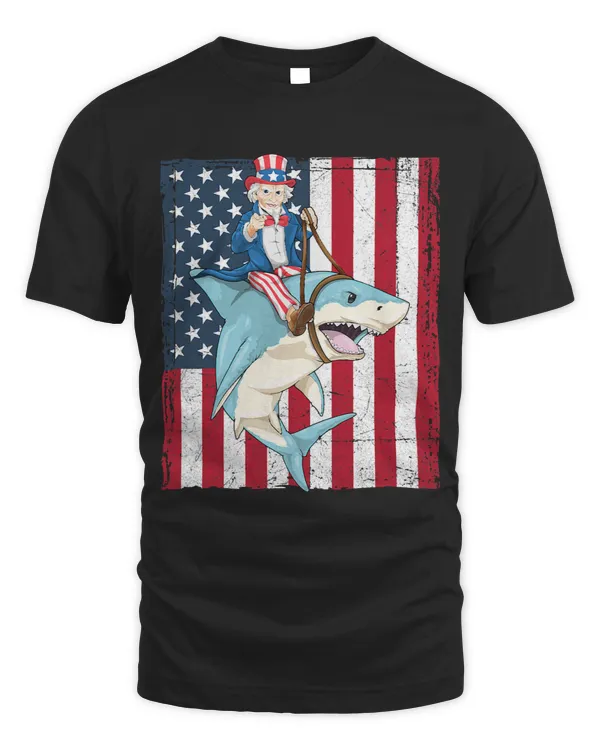 Uncle Sam Riding Shark 4th Of July US Shark Patriotic