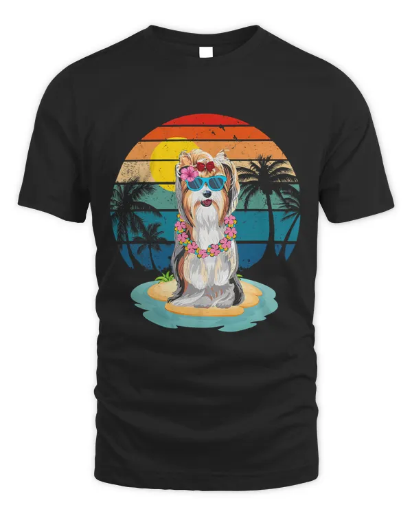 Vintage Beach Tropical Summer Vacation Biewer Terrier Lover