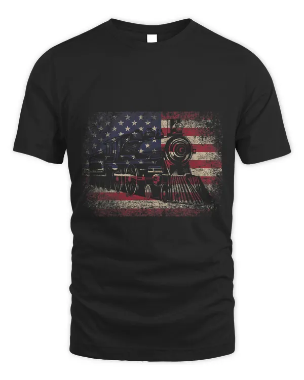 Train Engineer Engine Conductor American Flag 4th of July