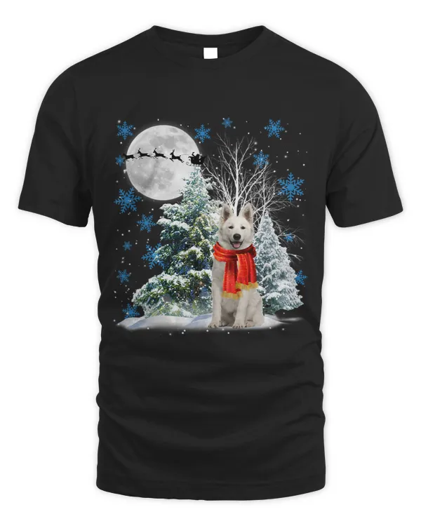 Berger Blanc Suisse Under Moonlight Snow Christmas Pajama 162