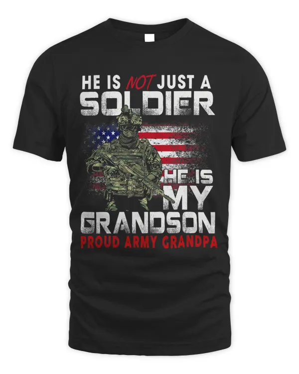 Mens My Grandson Is A Soldier Proud Army Grandpa Military Family 9