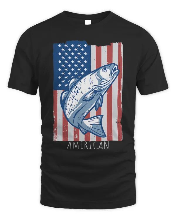 United States of America US Flag Fish Graphic USA