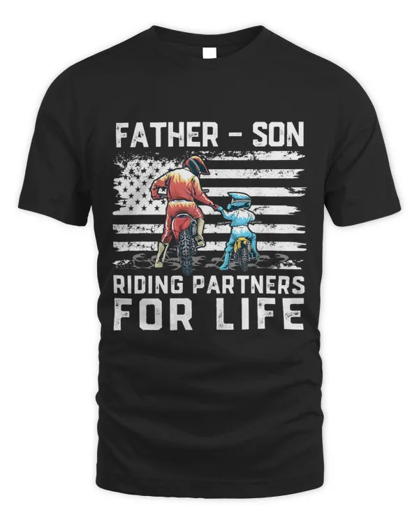 US American Flag Motocross Father Son Dirt Bike Dad Son