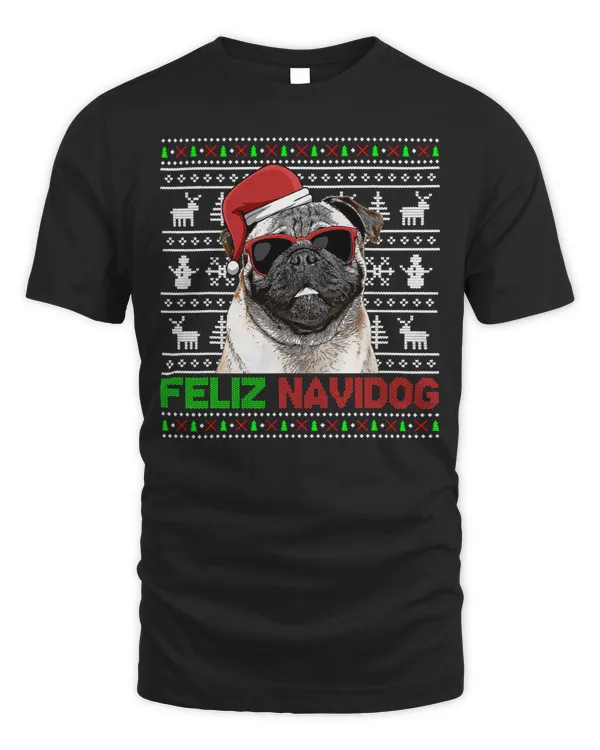 Pug Lover Dog Feliz Navidog Funny Christmas 56 Pugs Dog