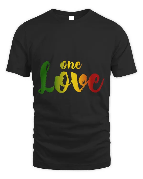 Tee Shirt One Love Heart Rasta Reggae Roots Clothing