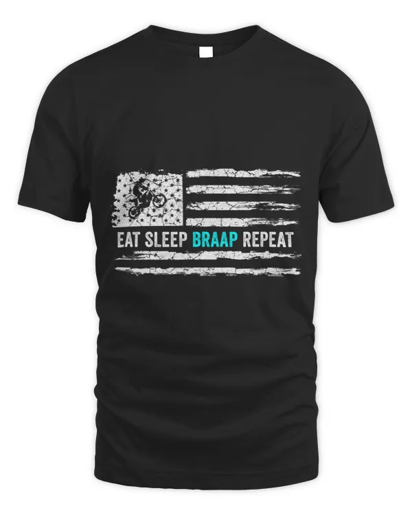 Vintage USA Flag Eat Sleep Braap Repeat Motocross Dirt Bike