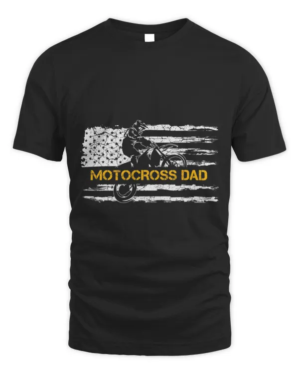 Vintage USA Flag Proud Motocross Dirt Bike Dad Silhouette 3