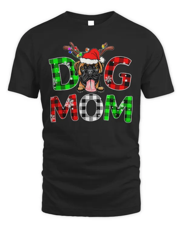 Boxer Mom Buffalo Plaid Xmas Pajama Reindeer Horn 84 Boxers Dog