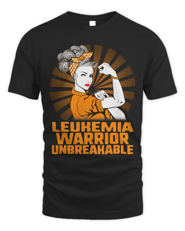 Leukemia Awareness Strong Warrior Woman Orange Ribbon Cancer