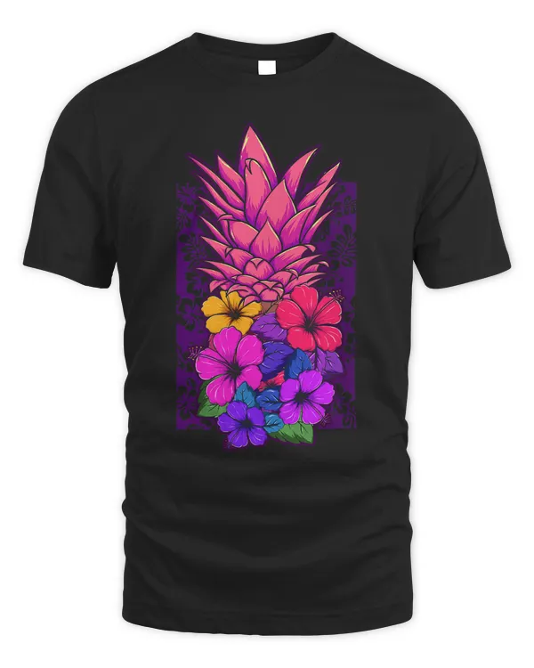 Pineapple Flowers Women Aloha Hawaii Vintage Hawaiian