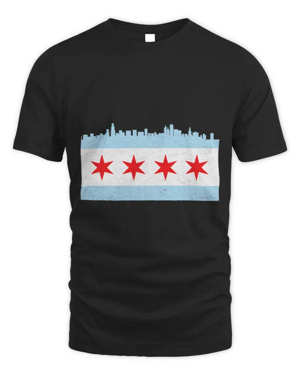 Retro Skyline of Chicago Flag