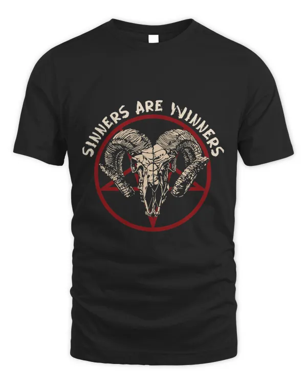 Baphomet Shirt Sinners are Winners Metal Fan Goth Lovers