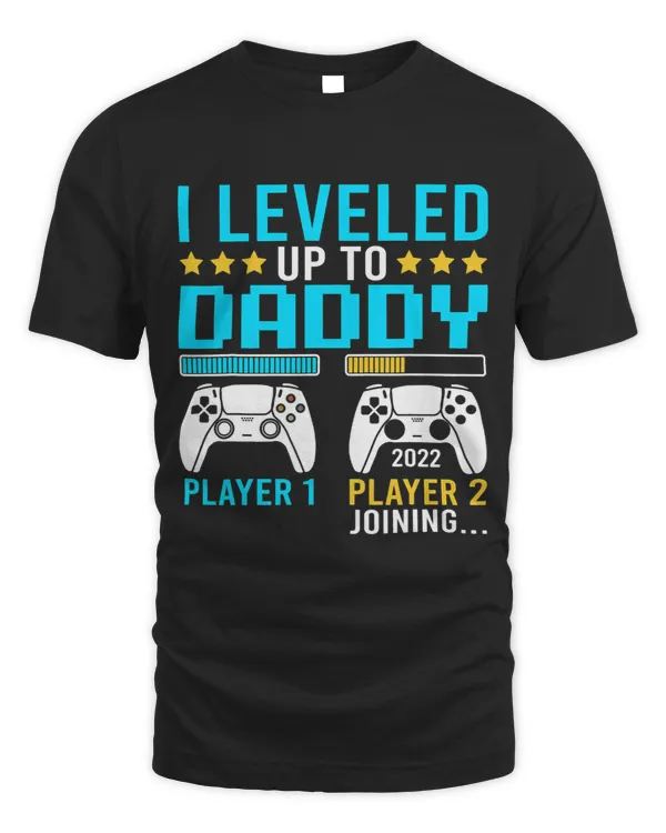 Mens I Leveled Up To Daddy Fun Gamer Apparel New Dad Video Games