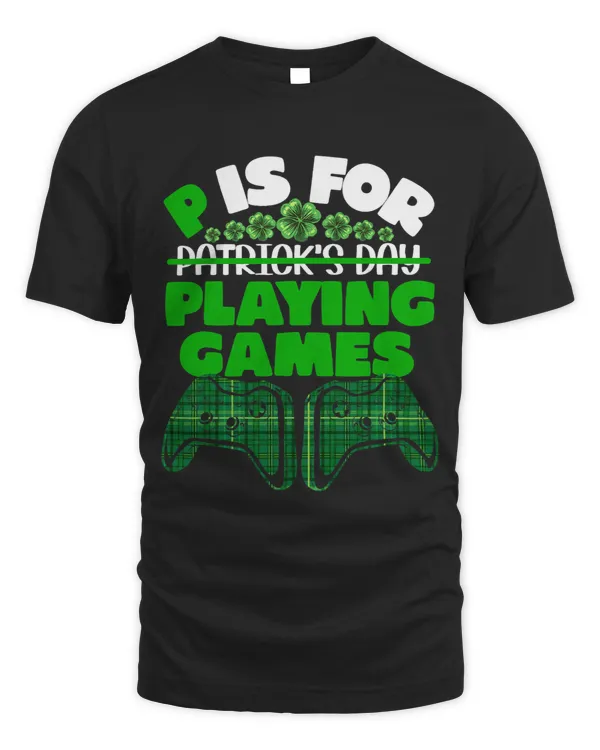 P Is For Playing Games St Patricks Girl Gamer Buffalo Plaid