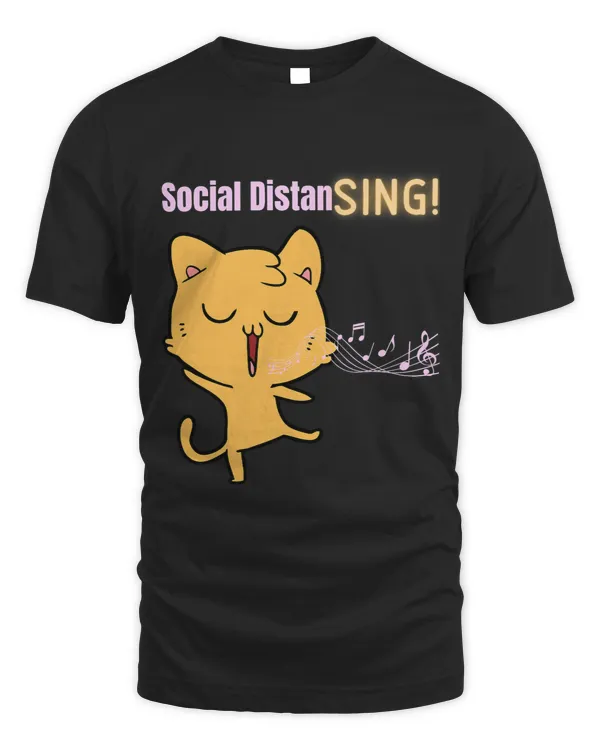 Social Distancing Singing Cat Singer Music Lover Notes Funny