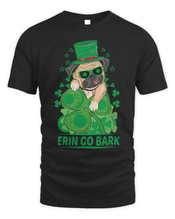 Pug Lover Erin Go Bark Leprechaun St Patricks Shamrock 27 Pugs Dog