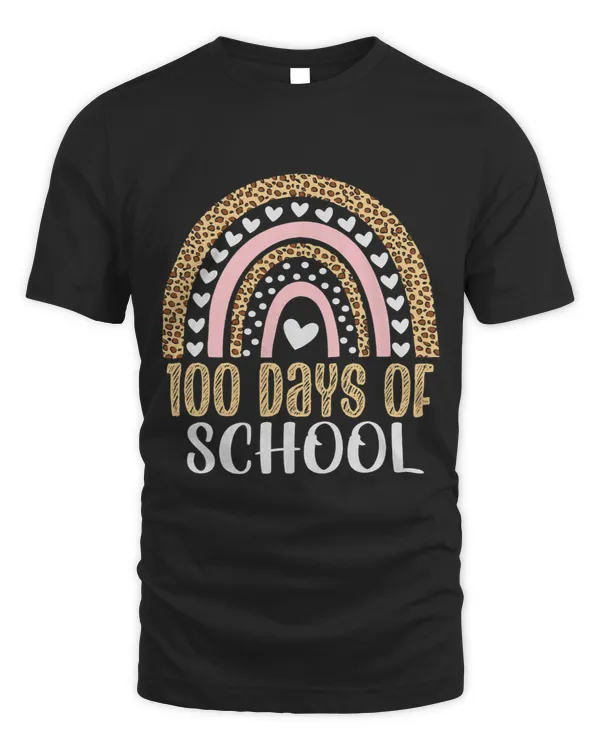 100th Day Of School Teacher 100 Days Rainbow Leopard Boho 2