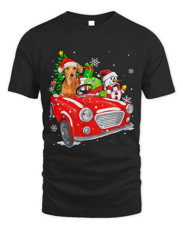 Wiener Funny Santa Hat Red Car Christmas344 Dachshund Doxie