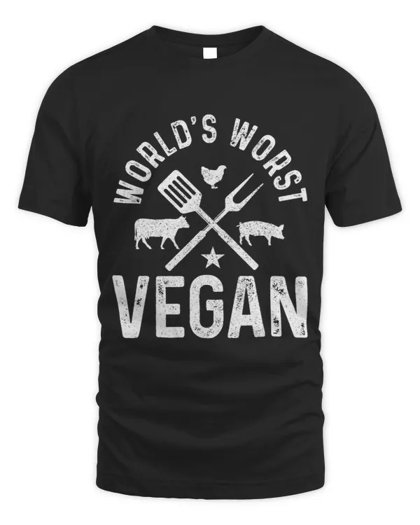 Mens Worlds Worst Vegan Funny Butcher Meat Lover BBQ Chef