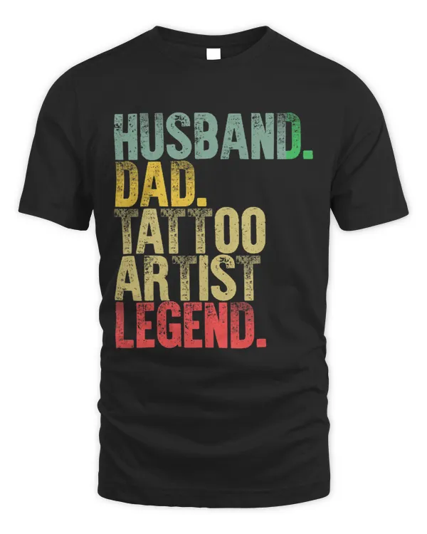 Mens Funny Vintage Shirt Husband Dad Tattoo Artist Legend Retro 1