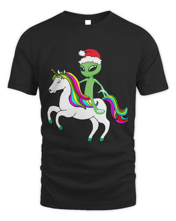 Funny Christmas Alien Riding Unicorn Santa Xmas Pajama Gifts 1