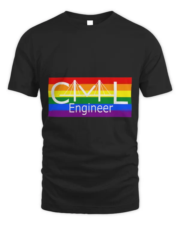 Civil engineer bridge on rainbow flag tshirt