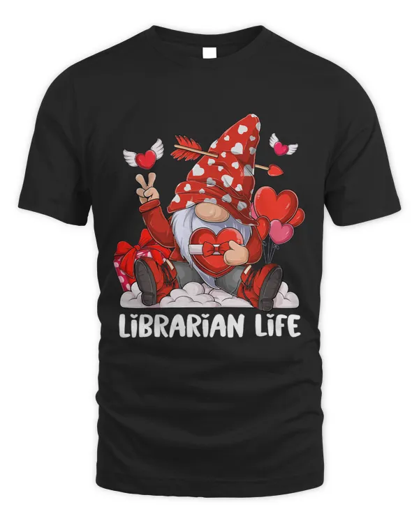 Gnome Couple Vanlentine Women Men Cute Librarian Life Gnome