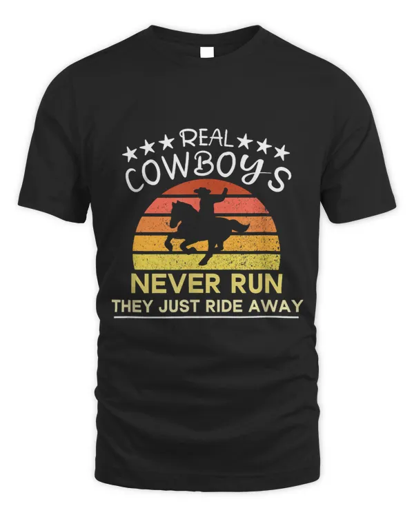 Cow Real Cowboys Just Ride Away Rodeo Graphic Bull Riding Mooey Heifer