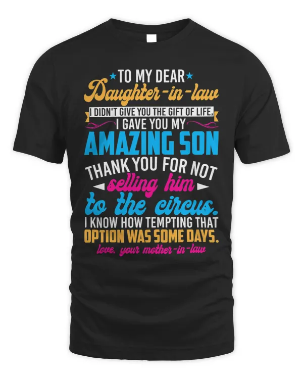 Womens To My Dear Daughterinlaw Funny Motherinlaw