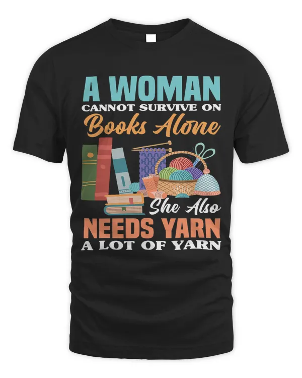 Woman Survives On Books Yarn Knitting