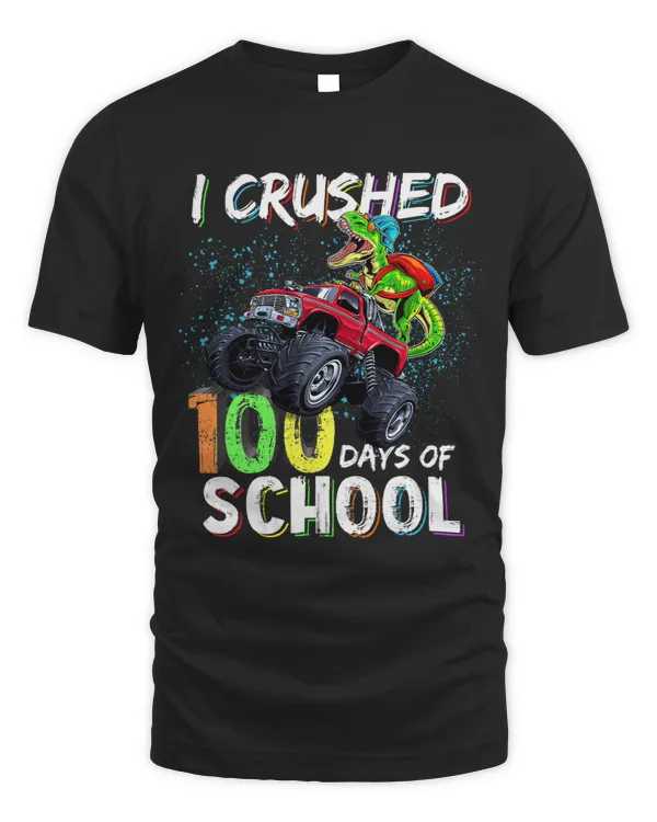I Crushed 100 Days of School Dinosaur Monster Truck Boy Kid