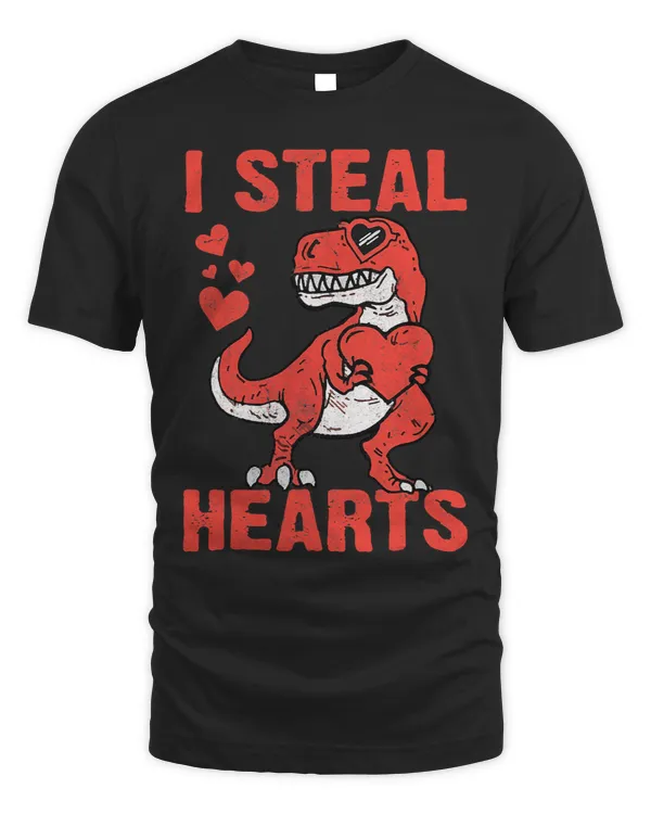 I Steal Hearts TRex Dino Valentine Dinosaur Boy Kid Toddler 4