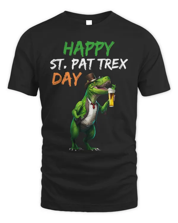 Happy St. Pat Rex Day T Rex Beer Glass Pattys Day Leprechaun 1