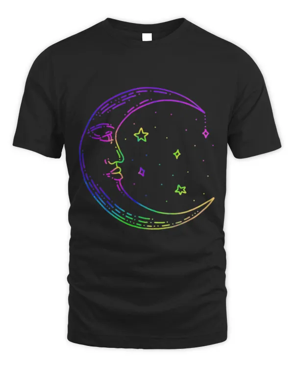 Crescent Moon Star Colorful Astronomy Lunar Aesthetic