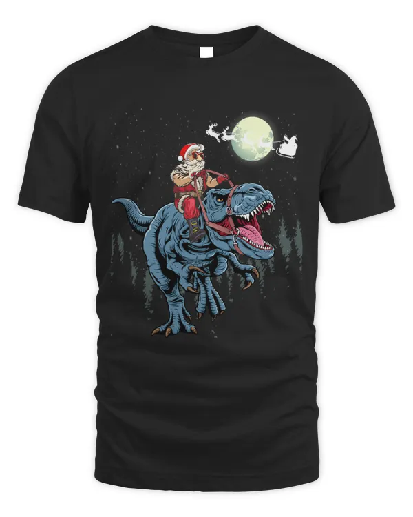 Santa Claus Riding Dinosaur T Rex Boys Kids Xmas Christmas