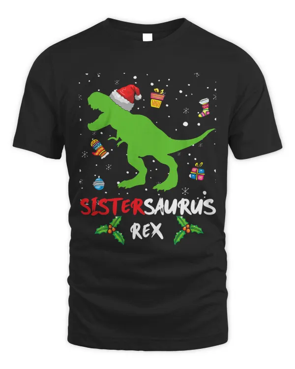 Sistersaurus Funny Dinosaur Santa Christmas Matching Family