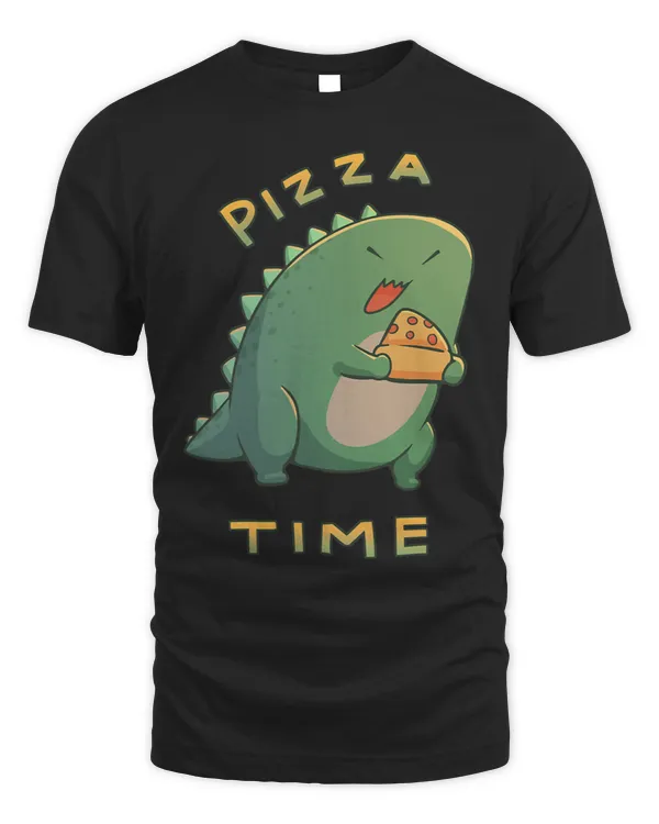 Pizza Time Food TRex Dinosaur Shirt Themed Short Sleeve Tee