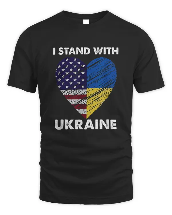 Heart I Stand With Ukraine Ukrainian Flag Clays T-Shirt