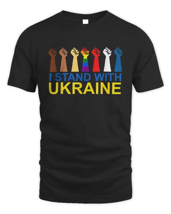 I Stand With Ukraine Flag Support Ukrainian Men Women Fist T-Shirt