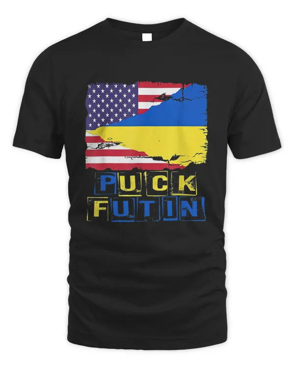 Puck Futin, I Stand With Ukraine Ukrainian Flag T-Shirt