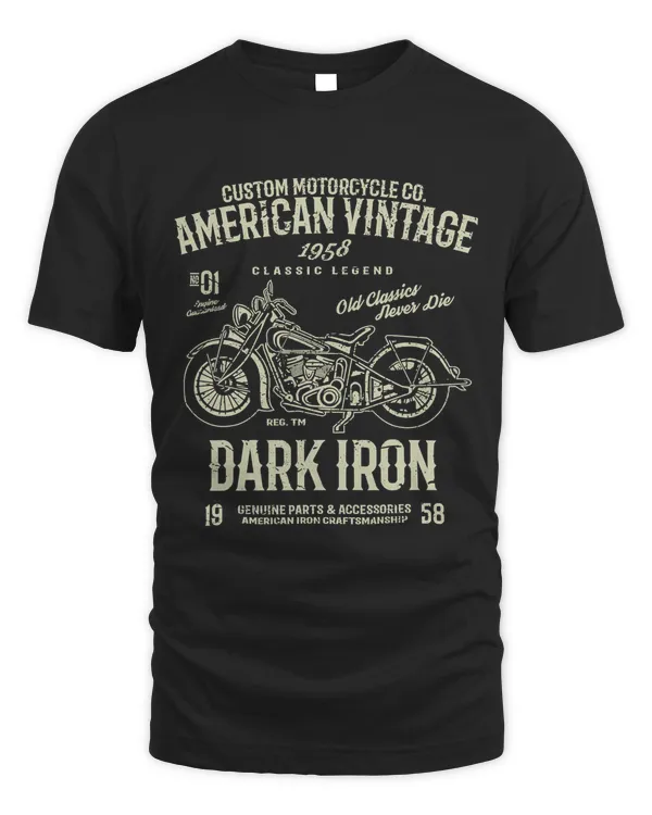 American Custom Motorcycles T-Shirt Mens Retro Biker Indian Victory Motorbike 