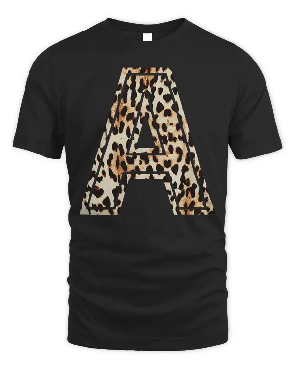 Awesome Letter A Initial Name Leopard Cheetah Print T-Shirt