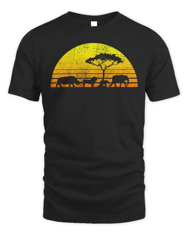 Africa Elephant Lion Rhino Kenya Namibia Tanzania Vintage T-Shirt