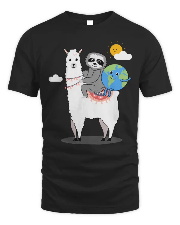 Cute Sloth Llama Earth-Day Hoodie Gift Idea Fun Planet