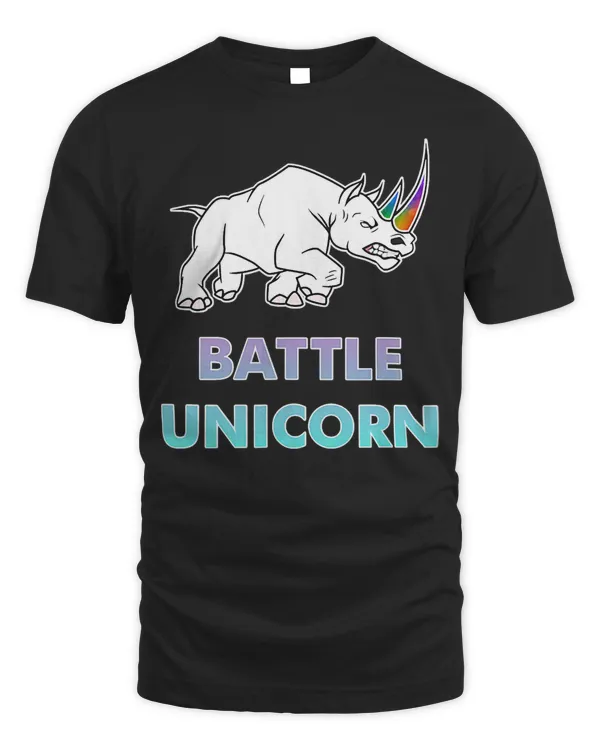 Battle Unicorn Rainbow Rhino T-Shirt