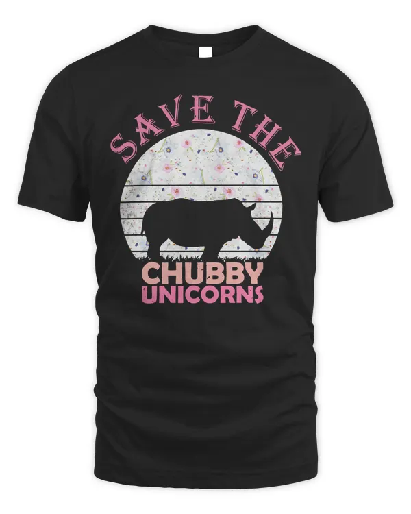 Floral Rhino gift for Girls Women - Save The Chubby Unicorns Pullover Hoodie